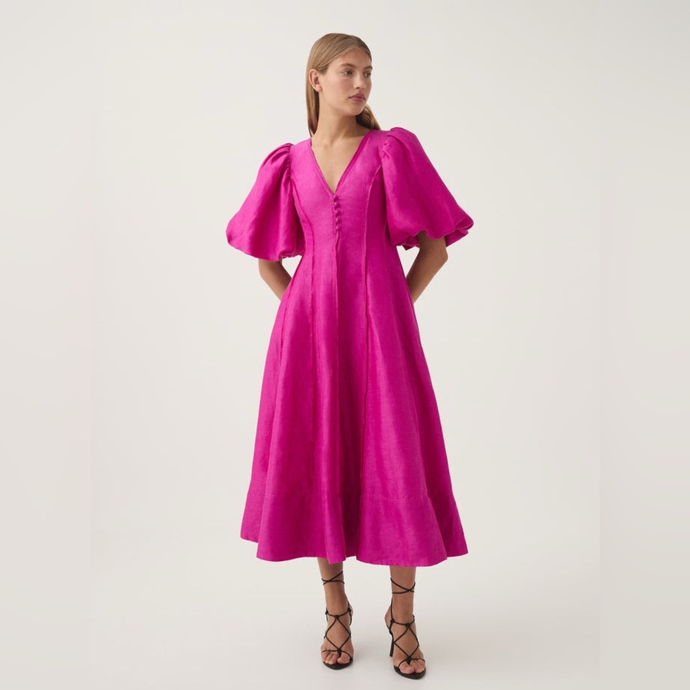 Aje Puff Sleeve Midi Dress US 10